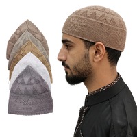 CCY Nuevas Gorras de Oración Islámicas de Malla de Color Sólido para Hombre, Gorros de Oración Tejidos con Orificios, Gorra Kufi Topi Musulmana de Ganchillo