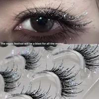 Faux cils en diamant brisé, effet 3D, faits à la main, avec bande complète, effet diamant d'eau, épais, pour soirée, paire de cils