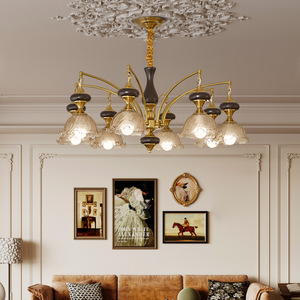 Lámpara de Techo LED de Estilo Sudeste Asiático Vintage con Múltiples Cabezas, Cristal con Efecto de Grieta de Hielo, para Sala de Estar, Dormitorio, Estudio - Product Image 1