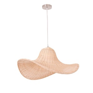 Lustre suspendu en rotin et paille, ovale, à tête unique, pour restaurant, salon de thé, magasin de vêtements - Product Image 1