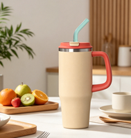 Hong Ling Nouveau design de tasses isothermes à double paroi en acier inoxydable 304 avec poignée et couvercle 2-en-1