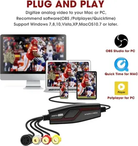 Convertisseur <span class=keywords><strong>VHS</strong></span> vers numérique, captureur vidéo USB pour utilisateurs de PC - Product Image 4