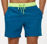 Shorts de bain pour hommes en toile tissée sportive, taille mi-haute, avec poches zippées, taille élastique, extensibles dans quatre directions, imperméables, couleur unie, très appréciés