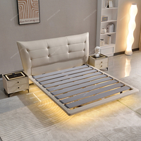 Lit italien flottant de luxe SPARKLE Lit moderne simple en tissu microfibre Lit suspendu double pour chambre principale