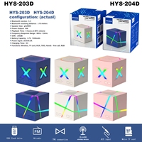 Speaker mini HYS203D X RGB dengan lampu ambient, speaker BT nirkabel, portabel untuk pesta, kotak musik outdoor, desain persegi modis, ukuran saku.