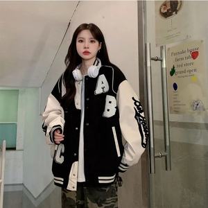 Blouson Bomber Y2K en Laine d'Agneau pour Femme, Coupe Oversize, Style Streetwear, Nouvelle Collection, Mode Harajuku, Uniforme Collégien, Blouson de Baseball - Product Image 4
