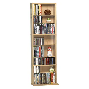 Office File Storage Shelf Wood Antique Style Tall Bookcase Adjustable Media CD Storage Cabinet