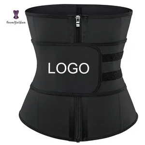 latex 7 steel boned Women waist trainer With Zipper and belt Paste Closure waist corset shape wear