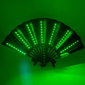 Éventails à Main en Bambou 33Cm LED avec Côtes de Bambou et Tissu Blanc ou Noir - Product Image 2