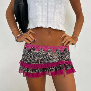 King Mcgreen <span class=keywords><strong>Star</strong></span> Y2k Rock Frauen Ästhetische Kleidung Leopard/Blumen/Polka Dot <span class=keywords><strong>Print</strong></span> Niedrige Taille Rüschen rock Sexy Party Röcke - Product Image 5