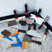 Kit de 15 outils de peinture pour la maison, couteaux à mastic et grattoirs en acier inoxydable avec manches en bois/plastique, brosses pour la finition des murs