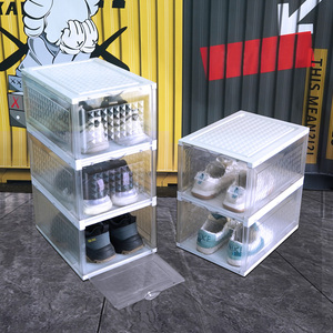 Boîte à chaussures rectangulaire en PET transparent de qualité supérieure avec porte magnétique, empilable, organisateur de chaussures haut de gamme pour les passionnés de sneakers - Product Image 1