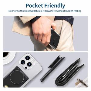 Mỏng Ví Phụ Nữ Từ Chủ Thẻ Tín Dụng Wallet Trường Hợp Bật lên Ngón Tay Grip Ví Với Có Thể Điều Chỉnh Chân Đế Ví Cho Iphone - Product Image 5