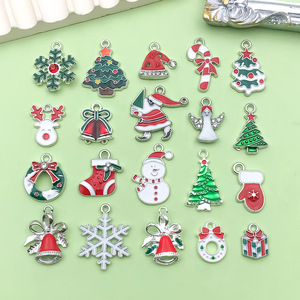 Christmas Alloy Pendant Mix Snowflake Bell Reindeer Santa DIY Jewelry Accessories Zircon Charm For Bracelet Necklace - Product Image 1