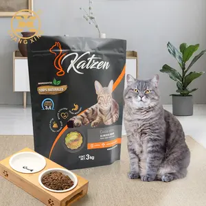 Hot Selling Zwart Gekleurde Custom Design Plastic Rits Verpakking Zak Voor Pet Cat Snack Food Stand Up Pouch