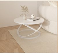 Table d'appoint ronde au design élégant et unique pour salon, table à thé/café en métal avec plateau en pierre pour chambre à coucher