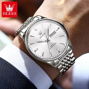   Reloj de cuarzo para hombre 2929, original, resistente al agua, para hombre de negocios, correa de acero, calendario dual, luminoso, moderno. - Product Image 4