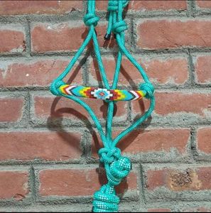 Premium Adjustable Leather Halter for Equine Use Stylish <b>Braided</b> Noseband with <b>Beads</b> Strong Build Horse Halter - Product Image 2