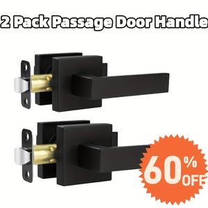 Tiradores de puerta negros mate pomo cuadrado con elegante acabado de metal adecuado para armarios interiores y puertas de pasillo - Product Image 2