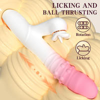 Großhandel Lippen-Leck-Vibrator Teleskopischer Stoß-Dildo Starker Vibrationsmassager für Frauen