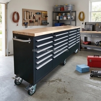 Coffre à outils roulant en acier inoxydable robuste de 96 pouces, armoire de rangement pour garage et atelier avec multiprise, personnalisable OEM