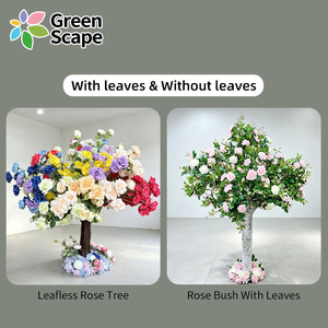 Vente en gros de roses artificielles en soie, pivoines, cerisiers en fleurs, décorations de table blanches pour mariage - Product Image 6