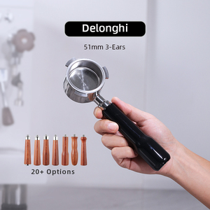 Portafiltro de café espresso De'Longhi EC680 EC685 de 51 mm sin fondo o con doble salida, mango personalizado de 3 orejas - Product Image 1