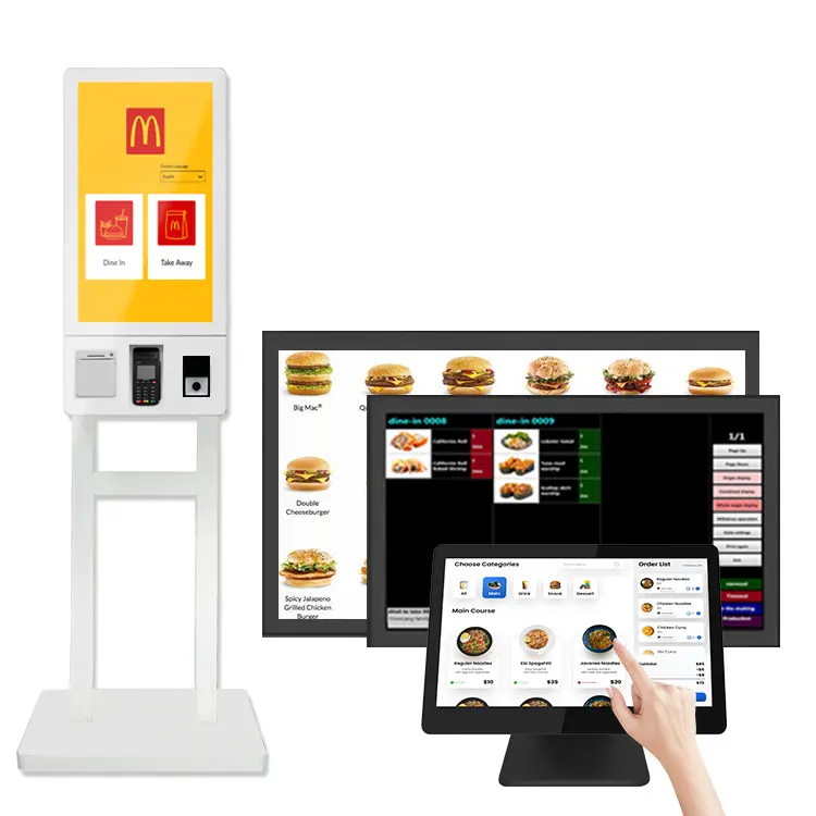 Sinmar restaurante grado Industrial Pos Monitor de pantalla táctil Win10 Android impermeable autoservicio monitores de pantalla táctil para Pos
