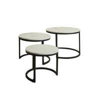 Ensemble de table basse gigogne moderne petite extrémité latérale ronde en bois MDF ensemble de nid 3 pièces table basse pour meubles de salon
