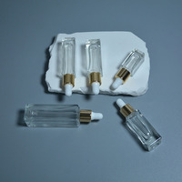 Flacon compte-gouttes carré en verre transparent de 3 ml, 5 ml, 7 ml, 10 ml, 20 ml pour huiles essentielles, flacon de sérum rechargeable, emballage en gros