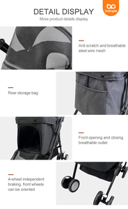 Commercio all'ingrosso a buon mercato carrello da viaggio a 4 ruote carrello da viaggio di lusso medio per bambini walker trasportini passeggino per <span class=keywords><strong>cani</strong></span> e gatti - Product Image 6