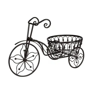 금속 꽃 냄비 스탠드 실내 및 실외 장식 자전거 식물 스탠드 꽃 냄비, 세발 자전거 금속 세발 자전거 식물 스탠드