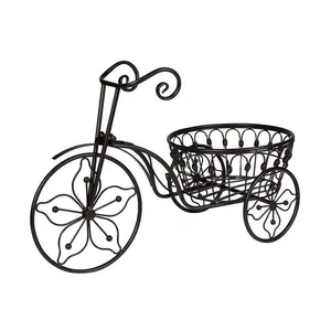 Soporte de Metal para Macetas con Forma de Triciclo, Soporte de Metal para Macetas de Interior y Exterior, Decoración de Bicicleta para Plantas - Product Image 1