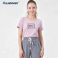 T-shirt pour femme à manches courtes et col rond en coton mercerisé à l'azote liquide 100% coton 180GSM Kuenzi, logo personnalisé