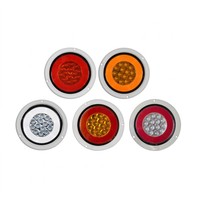 Feu arrière LED rond pour camion, avec bride blanche, pour remorque porte-conteneurs CIMC, fonctions Stop, Frein, Clignotant, Marche arrière, couleurs Rouge, Ambre, Blanc, 24V, Étanche
