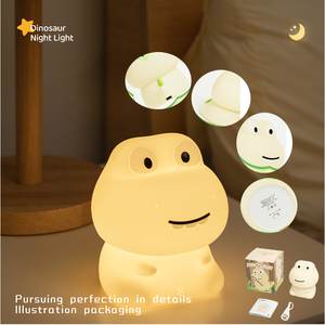 <span class=keywords><strong>Veilleuse</strong></span> LED Dinosaure <span class=keywords><strong>Doudou</strong></span> Coloré Design Moderne Silicone Haut de Gamme USB Tactile à Intensité Variable Lumière à Tapoter Chambre de Bébé - Product Image 1