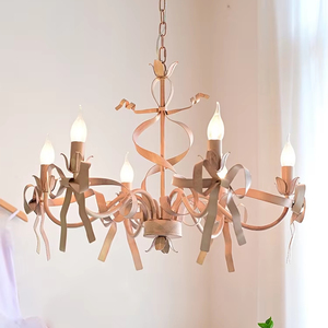 Principessa francese moderna semplice <span class=keywords><strong>lampadario</strong></span> con fiocco rosa italiano per la camera da letto della ragazza soggiorno o casa negozio di abbigliamento - Product Image 3