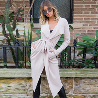 Wholesale Fall Winter Women's Long Sleeve Shawl Collar Cardigan with Belt Knit Sweater Blouse Ladies Custom Knitwear