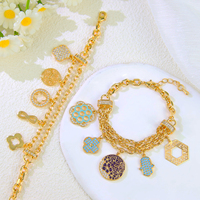 Bracelet en zircon plaqué or 21 carats de style à la mode Bracelet en pierre arabe avec chaîne à maillons pour femmes
