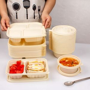 Recipientes Desechables Rectangulares de Almidón de Maíz para Llevar Comida, para Ensaladas, Pasta, Nachos, Burritos y Sobras de Comida - Product Image 2