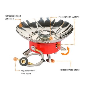 Vente en gros de mini cuisinière à gaz butane portable pour le <span class=keywords><strong>camping</strong></span> réchaud pliant métallique coupe-vent léger pour pique-nique BBQ manuel - Product Image 6