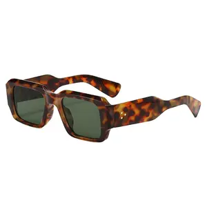 Óculos de sol de luxo vintage quadrado cor doce UV400 moda masculina retângulo pequeno com moldura grossa