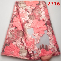 Kain Jacquard Brokat Renda Afrika Mode Penyepuhan Jala Bunga Kain Jacquard Renda Prancis untuk Gaun Pernikahan 2533
