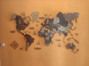 Grand décor carte 3D carte du monde en bois carte du monde murale carte du monde de voyage découpée au laser
