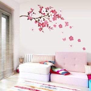 Fleur de cerisier fleur arbre Branches sticker mural autocollants rose Floral <span class=keywords><strong>aquarelle</strong></span> <span class=keywords><strong>oiseaux</strong></span> PVC papier Art déco filles chambre pépinière - Product Image 2