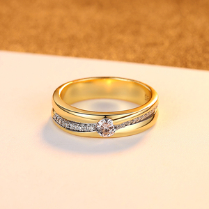 Anelli CZCITY in Argento Sterling 925 Dorato con Zirconia Cubica, Grandi Anelli da Donna per Coppie e Matrimoni Disponibili - Product Image 5