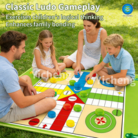 Tapis de jeu géant en plastique Ludo, imperméable, pliable, pour échecs volants, tapis de jeu interactif pour enfants et familles, intérieur/extérieur, 5-7 ans