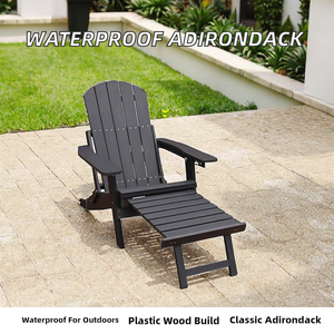 Wholesale Black Adirondack Chair with Pull Out <b>Footrest</b> Outdoor Garden Furniture Lounger Indian Furniture Supplier - Product Image 2