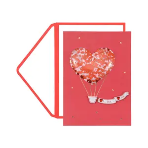 Kartu Hari Valentine Goyang Hati Mewah Aku Mencintaimu, Pencetakan Kustom Kartu Ucapan 3D Buatan Tangan Lucu dengan Amplop
