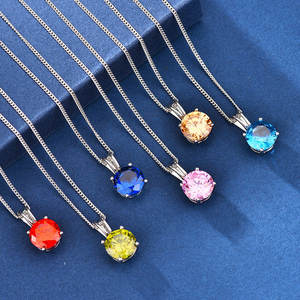 Liontin batu ulang tahun kristal multiwarna klasik populer 4-cakar bentuk telinga kelinci jimat modis - Product Image 5